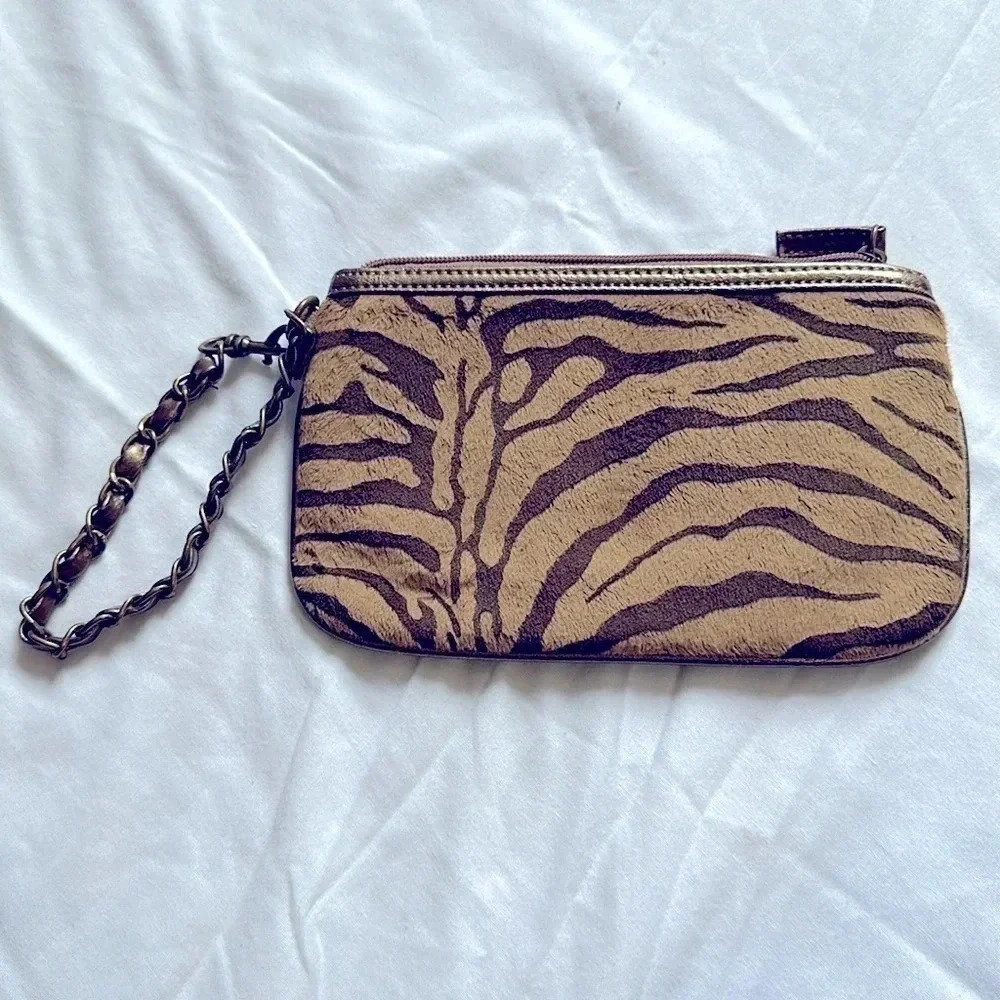 Venus animal print wristlet chain handle velvet